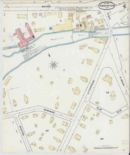 Sanborn Fire Insurance Map from Torrington, Litchfield County, Connecticut (1891), Sheet #0004 - Complete Map Set gallery image, historic Sanborn map, vintage wall art, Connecticut Connecticut