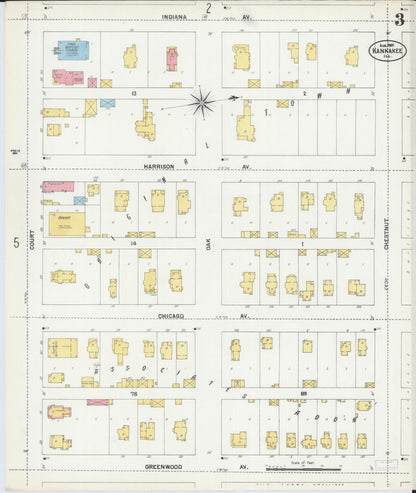 Sanborn Fire Insurance Map from Kankakee, Kankakee County, Illinois (1901), Sheet #0003 - Complete Map Set gallery image, historic Sanborn map, vintage wall art, Illinois Illinois