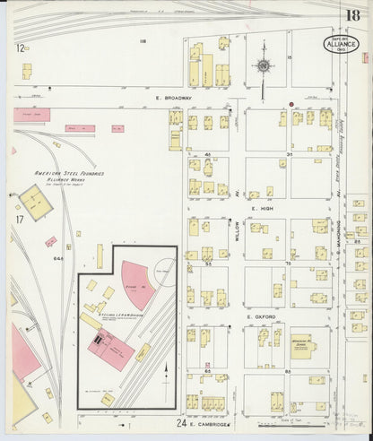 Sanborn Fire Insurance Map from Alliance, Stark County, Ohio (1911), Sheet #0018 - Complete Map Set gallery image, historic Sanborn map, vintage wall art, Ohio Ohio