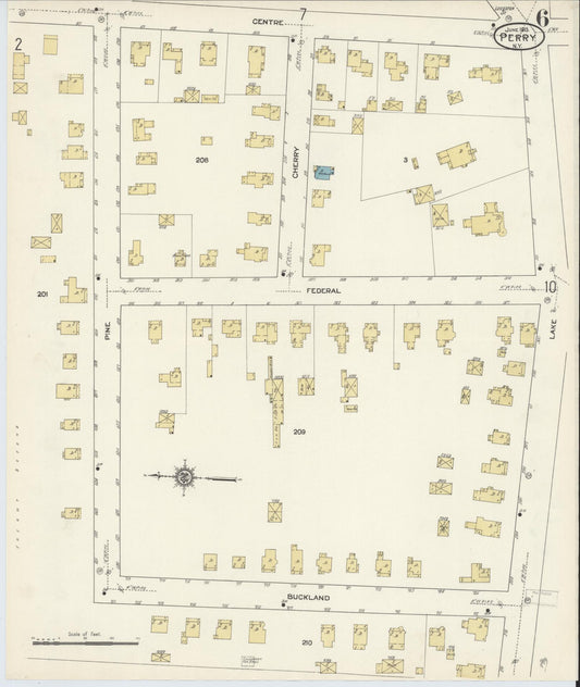 Sanborn Fire Insurance Map from Perry, Wyoming County, New York (1913), Sheet #0006 - Historic Sanborn Fire Insurance Map Print, vintage old map wall art, antique decor, genealogy gift, Perry Wyoming map