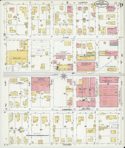 Sanborn Fire Insurance Map from Hopkinsville, Christian County, Kentucky (1901), Sheet #0009 - Complete Map Set gallery image, historic Sanborn map, vintage wall art, Kentucky Kentucky