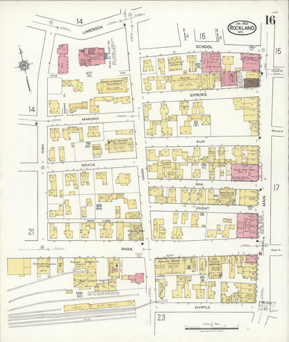 Sanborn Fire Insurance Map from Rockland, Knox County, Maine (1922), Sheet #0016 - Complete Map Set gallery image, historic Sanborn map, vintage wall art, Maine Maine
