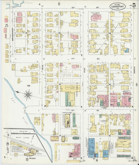 Sanborn Fire Insurance Map from Logansport, Cass County, Indiana (1906), Sheet #0005 - Historic Sanborn Fire Insurance Map Print, vintage old map wall art, antique decor, genealogy gift, Indiana Indiana map