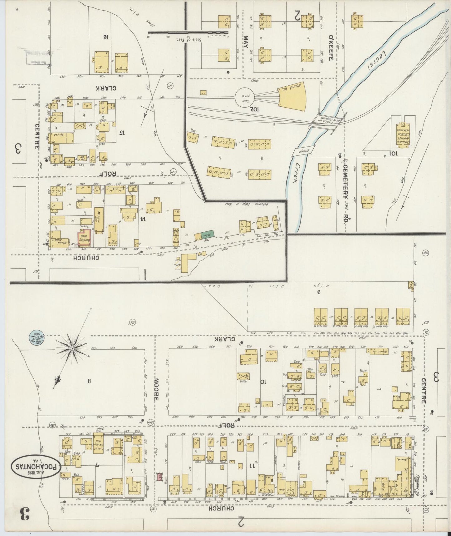 Sanborn Fire Insurance Map from Pocahontas, Tazewell County, Virginia (1898), Sheet #0003 - Historic Sanborn Fire Insurance Map Print, vintage old map wall art, antique decor, genealogy gift, Virginia Virginia map