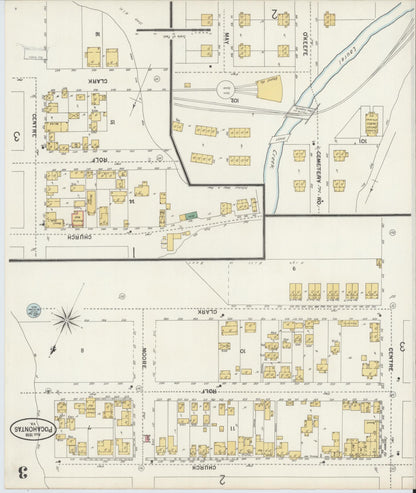 Sanborn Fire Insurance Map from Pocahontas, Tazewell County, Virginia (1898), Sheet #0003 - Historic Sanborn Fire Insurance Map Print, vintage old map wall art, antique decor, genealogy gift, Virginia Virginia map
