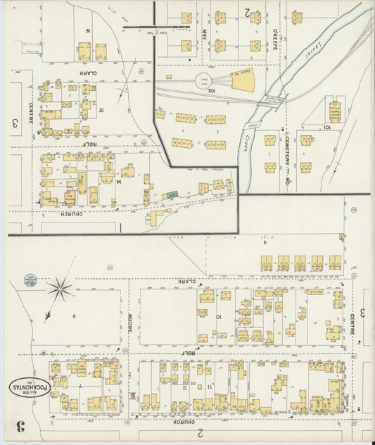 Sanborn Fire Insurance Map from Pocahontas, Tazewell County, Virginia (1898), Sheet #0003 - Historic Sanborn Fire Insurance Map Print, vintage old map wall art, antique decor, genealogy gift, Virginia Virginia map