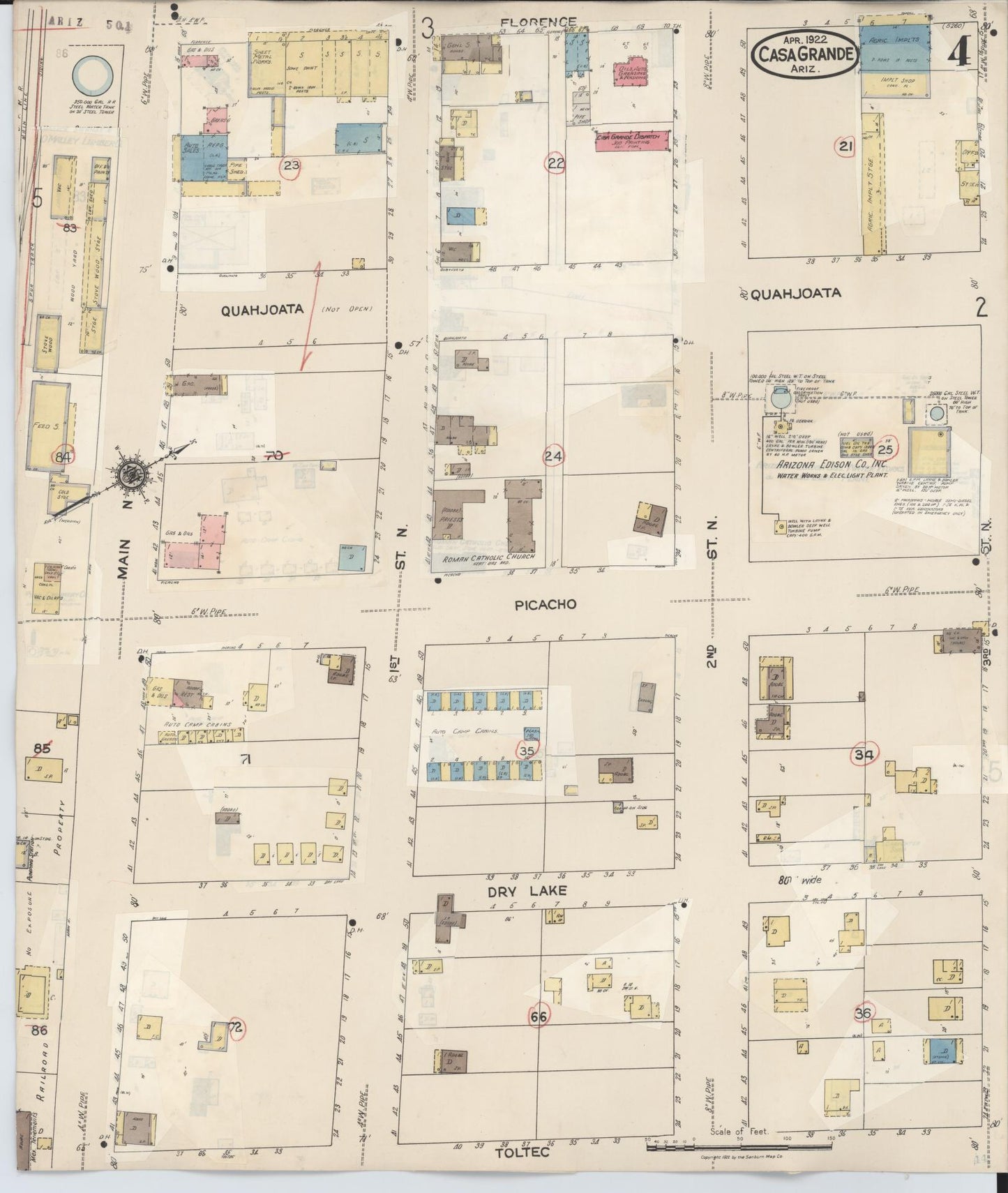 Sanborn Fire Insurance Map from Casa Grande, Pinal County, Arizona (1940), Sheet #0004 - Complete Map Set gallery image, historic Sanborn map, vintage wall art, Arizona Arizona