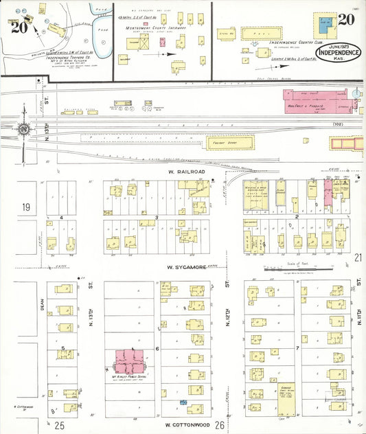 Sanborn Fire Insurance Map from Independence, Montgomery County, Kansas (1923), Sheet #0021 - Historic Sanborn Fire Insurance Map Print, vintage old map wall art, antique decor, genealogy gift, Kansas Kansas map