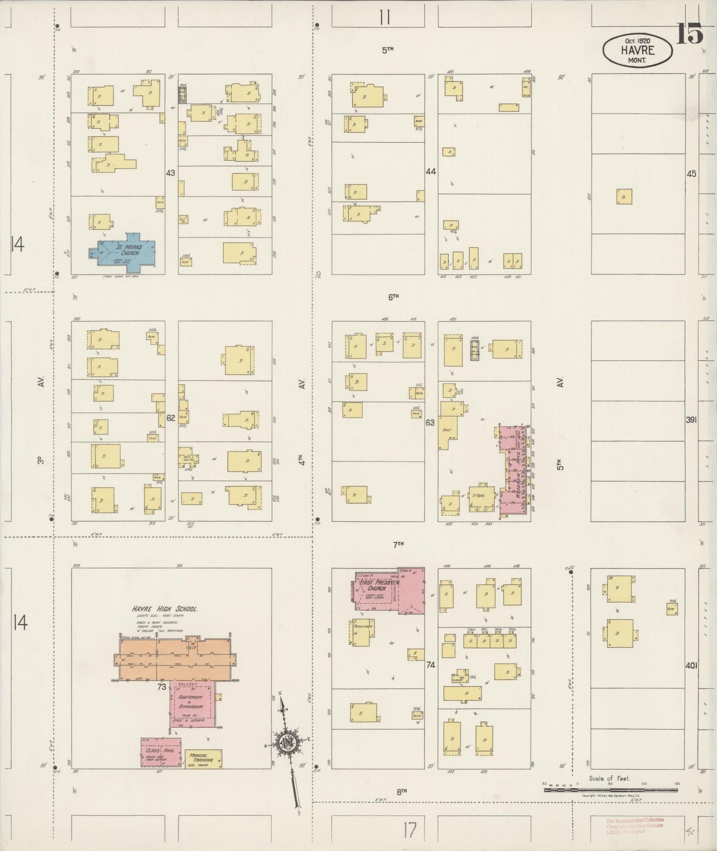 Sanborn Fire Insurance Map from Havre, Hill County, Montana (1920), Sheet #0015 - Complete Map Set gallery image, historic Sanborn map, vintage wall art, Montana Montana