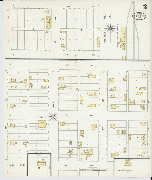 Sanborn Fire Insurance Map from Ashton, Spink County, South Dakota (1898), Sheet #0002 - Historic Sanborn Fire Insurance Map Print, vintage old map wall art, antique decor, genealogy gift, South Dakota South Dakota map