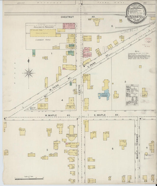 Sanborn Fire Insurance Map from Merchantville, Camden County, New Jersey. (1895) – Historic Sanborn Fire Insurance Map Print