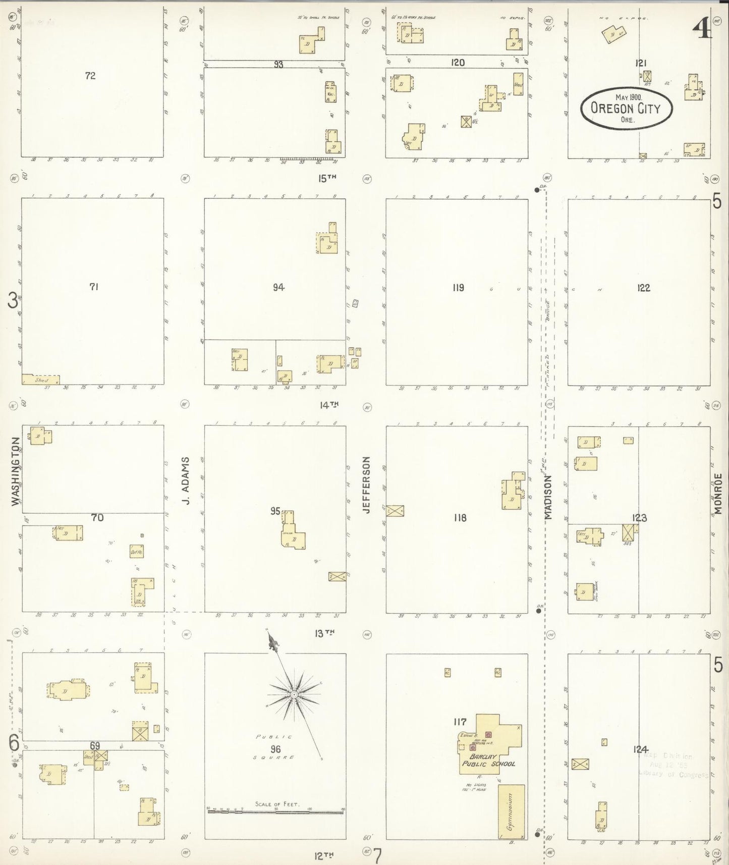 Sanborn Fire Insurance Map from Oregon City, Clackamas County, Oregon (1900), Sheet #0004 - Historic Sanborn Fire Insurance Map Print, vintage old map wall art, antique decor, genealogy gift, Oregon Oregon map