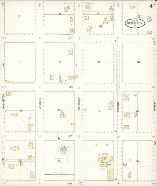 Sanborn Fire Insurance Map from Oregon City, Clackamas County, Oregon (1900), Sheet #0004 - Historic Sanborn Fire Insurance Map Print, vintage old map wall art, antique decor, genealogy gift, Oregon Oregon map
