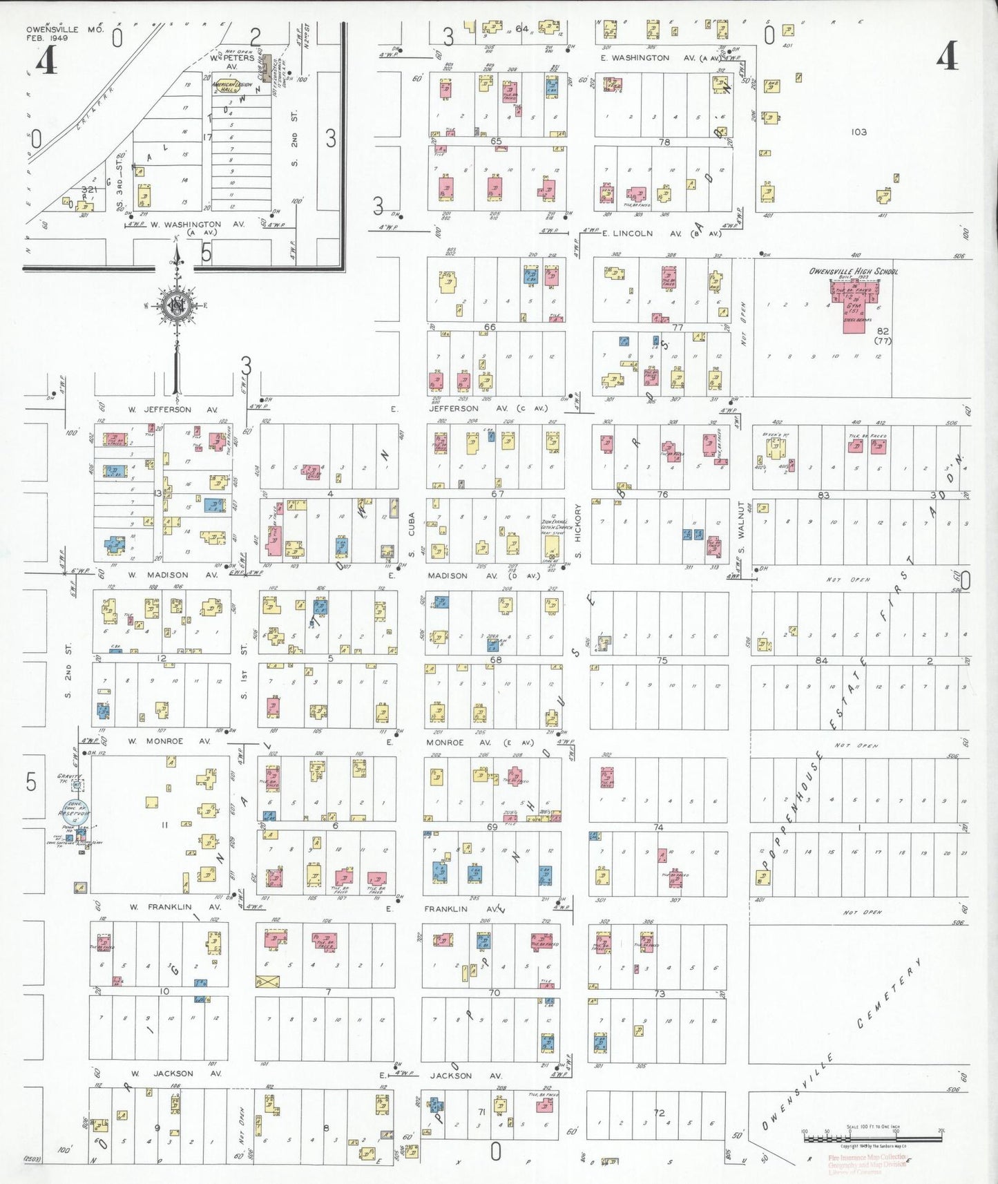 Sanborn Fire Insurance Map from Owensville, Gasconade County, Missouri (1949), Sheet #0004 - Complete Map Set gallery image, historic Sanborn map, vintage wall art, Missouri Missouri