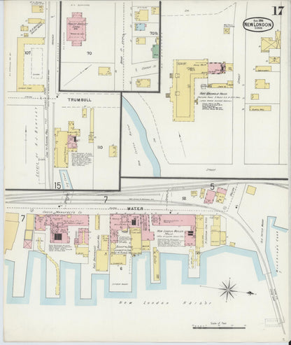 Sanborn Fire Insurance Map from New London, New London County, Connecticut (1896), Sheet #0017 - Complete Map Set gallery image, historic Sanborn map, vintage wall art, Connecticut Connecticut