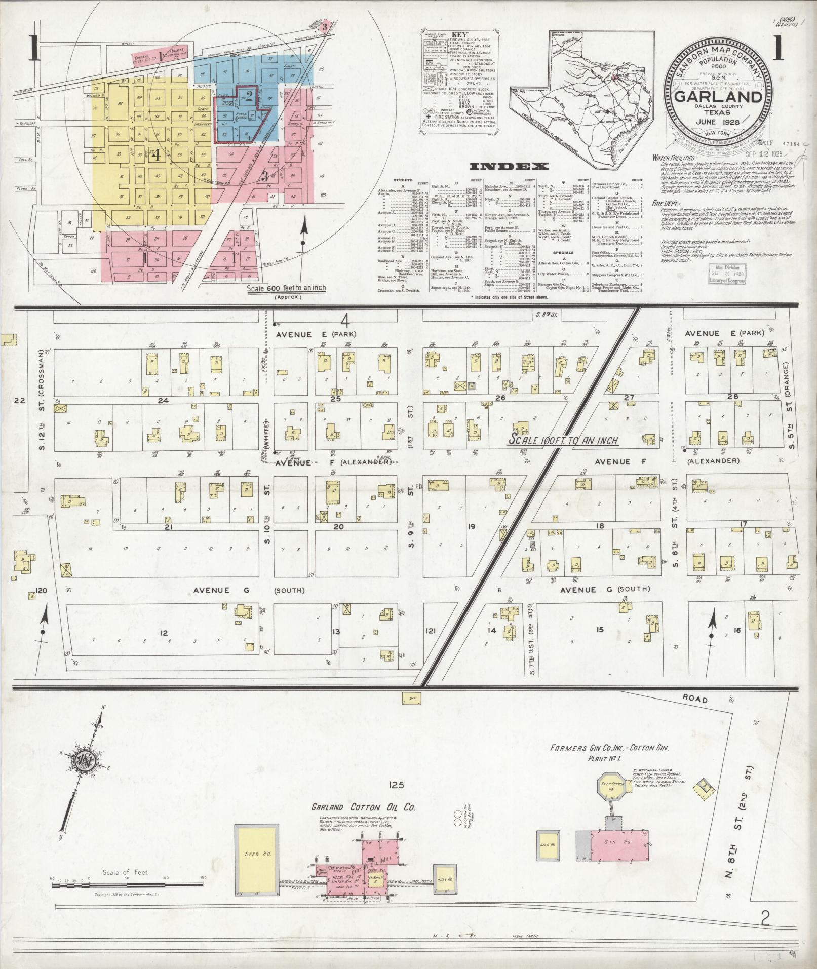 Sanborn Fire Insurance Map from Garland, Dallas County, Texas. (1928) – Historic Sanborn Fire Insurance Map Print