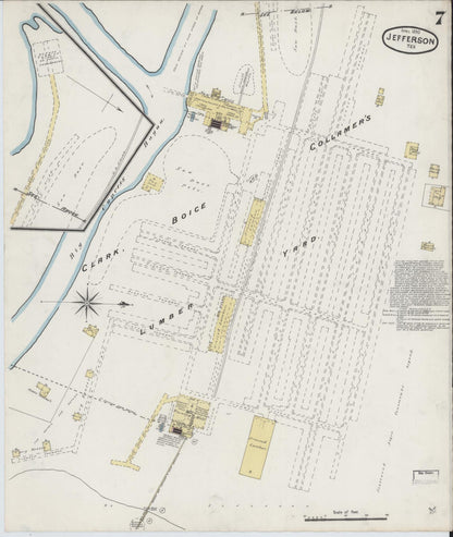 Sanborn Fire Insurance Map from Jefferson, Marion County, Texas (1890), Sheet #0007 - Historic Sanborn Fire Insurance Map Print, vintage old map wall art, antique decor, genealogy gift, Texas Texas map