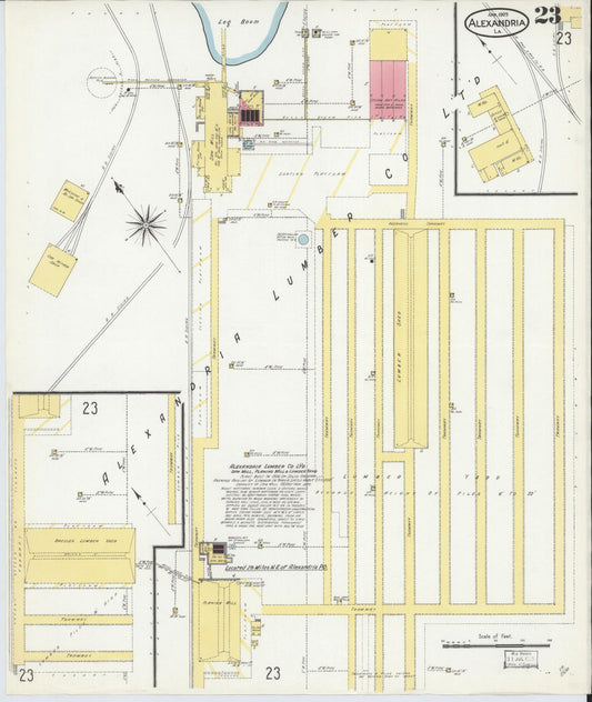 Sanborn Fire Insurance Map from Alexandria, Rapides Parish, Louisiana (1909), Sheet #0023 - Historic Sanborn Fire Insurance Map Print, vintage old map wall art, antique decor, genealogy gift, Louisiana Louisiana map