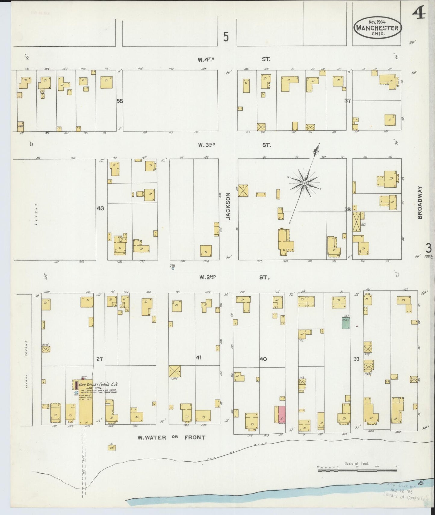 Sanborn Fire Insurance Map from Manchester, Adams County, Ohio (1904), Sheet #0004 - Historic Sanborn Fire Insurance Map Print, vintage old map wall art, antique decor, genealogy gift, Ohio Ohio map
