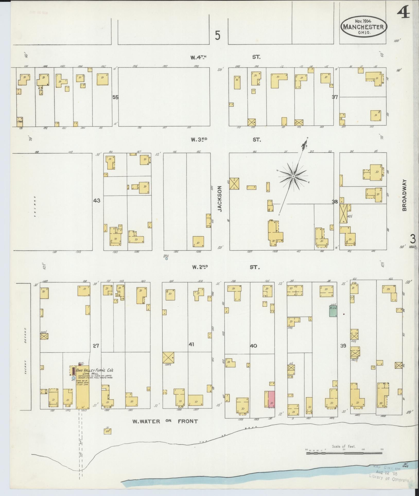 Sanborn Fire Insurance Map from Manchester, Adams County, Ohio (1904), Sheet #0004 - Historic Sanborn Fire Insurance Map Print, vintage old map wall art, antique decor, genealogy gift, Ohio Ohio map