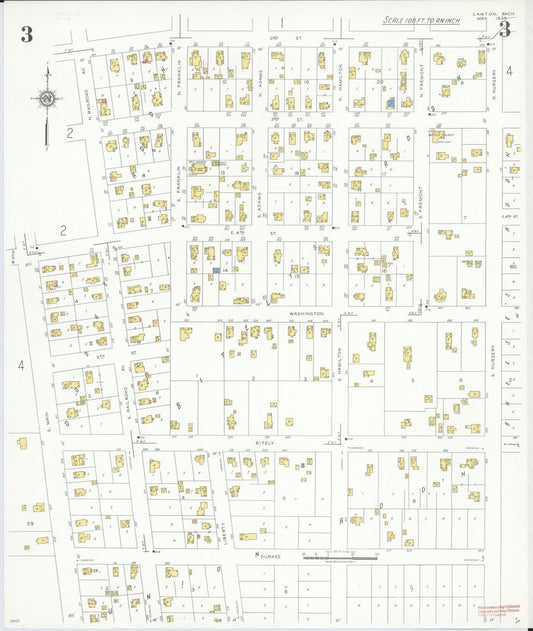 Sanborn Fire Insurance Map from Lawton, Van Buren County, Michigan (1935), Sheet #0003 - Historic Sanborn Fire Insurance Map Print, vintage old map wall art, antique decor, genealogy gift, Michigan Michigan map