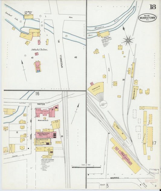 Sanborn Fire Insurance Map from Morristown, Morris County, New Jersey (1901), Sheet #0018 - Historic Sanborn Fire Insurance Map Print, vintage old map wall art, antique decor, genealogy gift, New Jersey New Jersey map