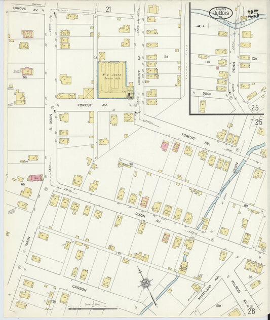 Sanborn Fire Insurance Map from Du Bois, Clearfield County, Pennsylvania (1913), Sheet #0025 - Historic Sanborn Fire Insurance Map Print, vintage old map wall art, antique decor, genealogy gift, Pennsylvania Pennsylvania map