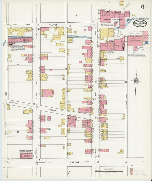Sanborn Fire Insurance Map from Hamburg, Berks County, Pennsylvania (1919), Sheet #0006 - Historic Sanborn Fire Insurance Map Print, vintage old map wall art, antique decor, genealogy gift, Pennsylvania Pennsylvania map