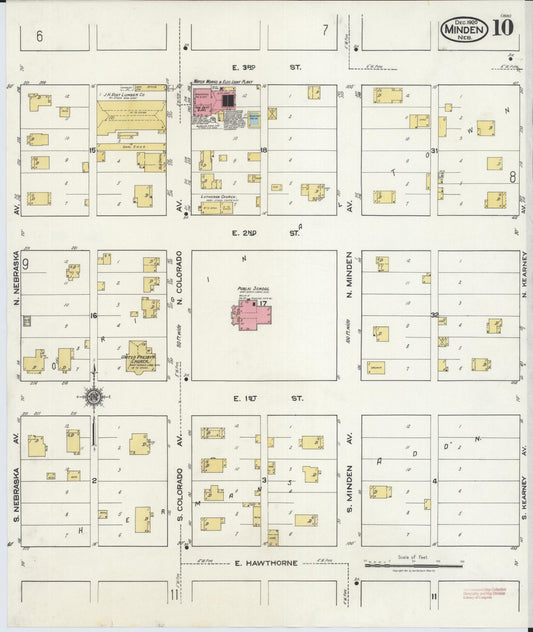 Sanborn Fire Insurance Map from Minden, Kearney County, Nebraska (1920), Sheet #0010 - Historic Sanborn Fire Insurance Map Print, vintage old map wall art, antique decor, genealogy gift, Nebraska Nebraska map