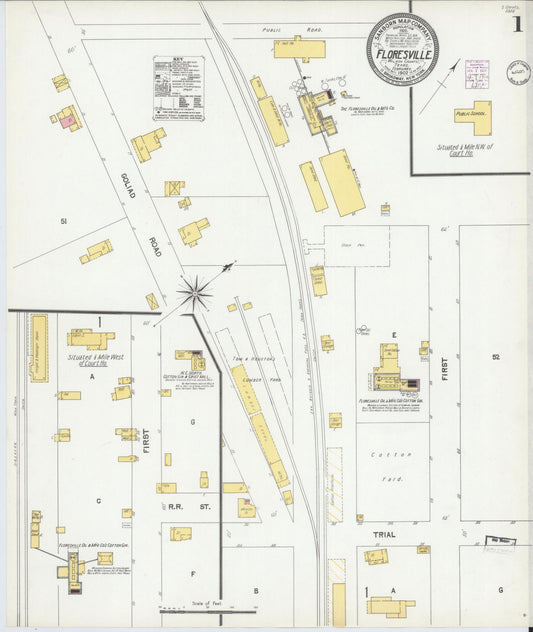 Sanborn Fire Insurance Map from Floresville, Wilson County, Texas (1902), Sheet #0001 - Historic Sanborn Fire Insurance Map Print, vintage old map wall art, antique decor, genealogy gift, Texas Texas map