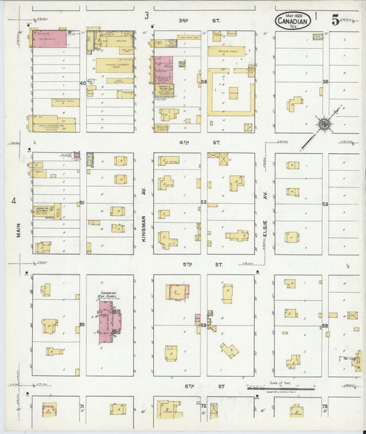 Sanborn Fire Insurance Map from Canadian, Hemphill County, Texas (1920), Sheet #0005 - Historic Sanborn Fire Insurance Map Print, vintage old map wall art, antique decor, genealogy gift, Texas Texas map