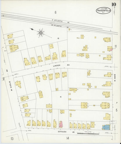 Sanborn Fire Insurance Map from Haddonfield, Camden County, New Jersey (1908), Sheet #0010 - Complete Map Set gallery image, historic Sanborn map, vintage wall art, New Jersey New Jersey