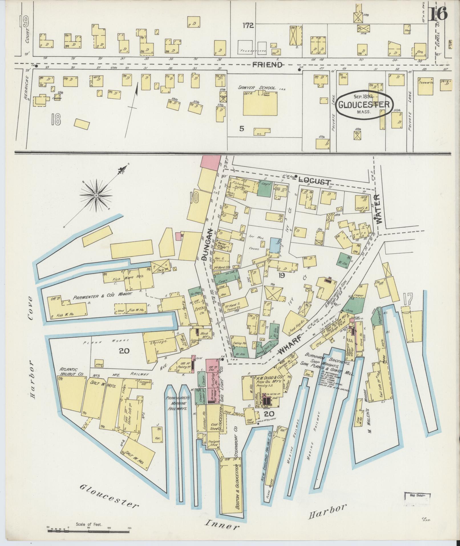 Sanborn Fire Insurance Map from Gloucester, Essex County, Massachusetts (1892), Sheet #0016 - Complete Map Set gallery image, historic Sanborn map, vintage wall art, Massachusetts Massachusetts