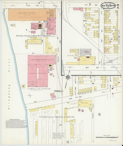 Sanborn Fire Insurance Map from New Kensington, Westmoreland County, Pennsylvania (1915), Sheet #0007 - Historic Sanborn Fire Insurance Map Print, vintage old map wall art, antique decor, genealogy gift, Pennsylvania Pennsylvania map