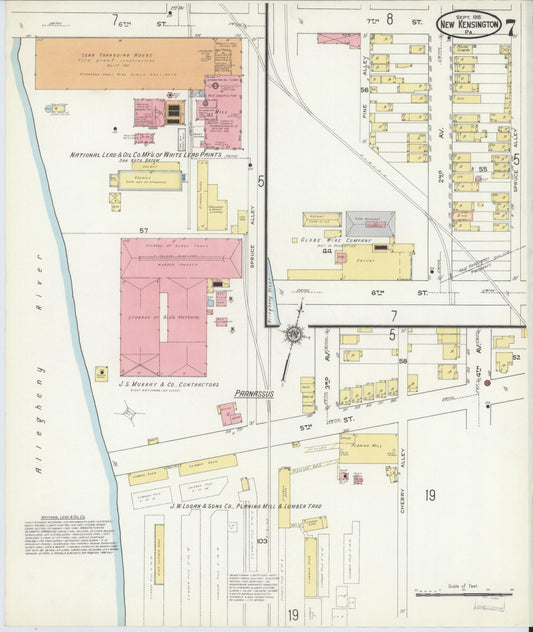 Sanborn Fire Insurance Map from New Kensington, Westmoreland County, Pennsylvania (1915), Sheet #0007 - Historic Sanborn Fire Insurance Map Print, vintage old map wall art, antique decor, genealogy gift, Pennsylvania Pennsylvania map