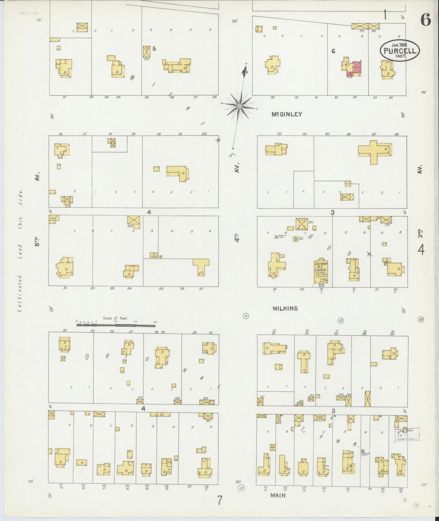 Sanborn Fire Insurance Map from Purcell, McClain County, Oklahoma (1902), Sheet #0006 - Complete Map Set gallery image, historic Sanborn map, vintage wall art, Oklahoma Oklahoma