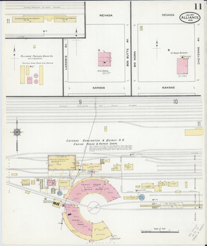 Sanborn Fire Insurance Map from Alliance, Box Butte County, Nebraska (1910), Sheet #0011 - Complete Map Set gallery image, historic Sanborn map, vintage wall art, Nebraska Nebraska