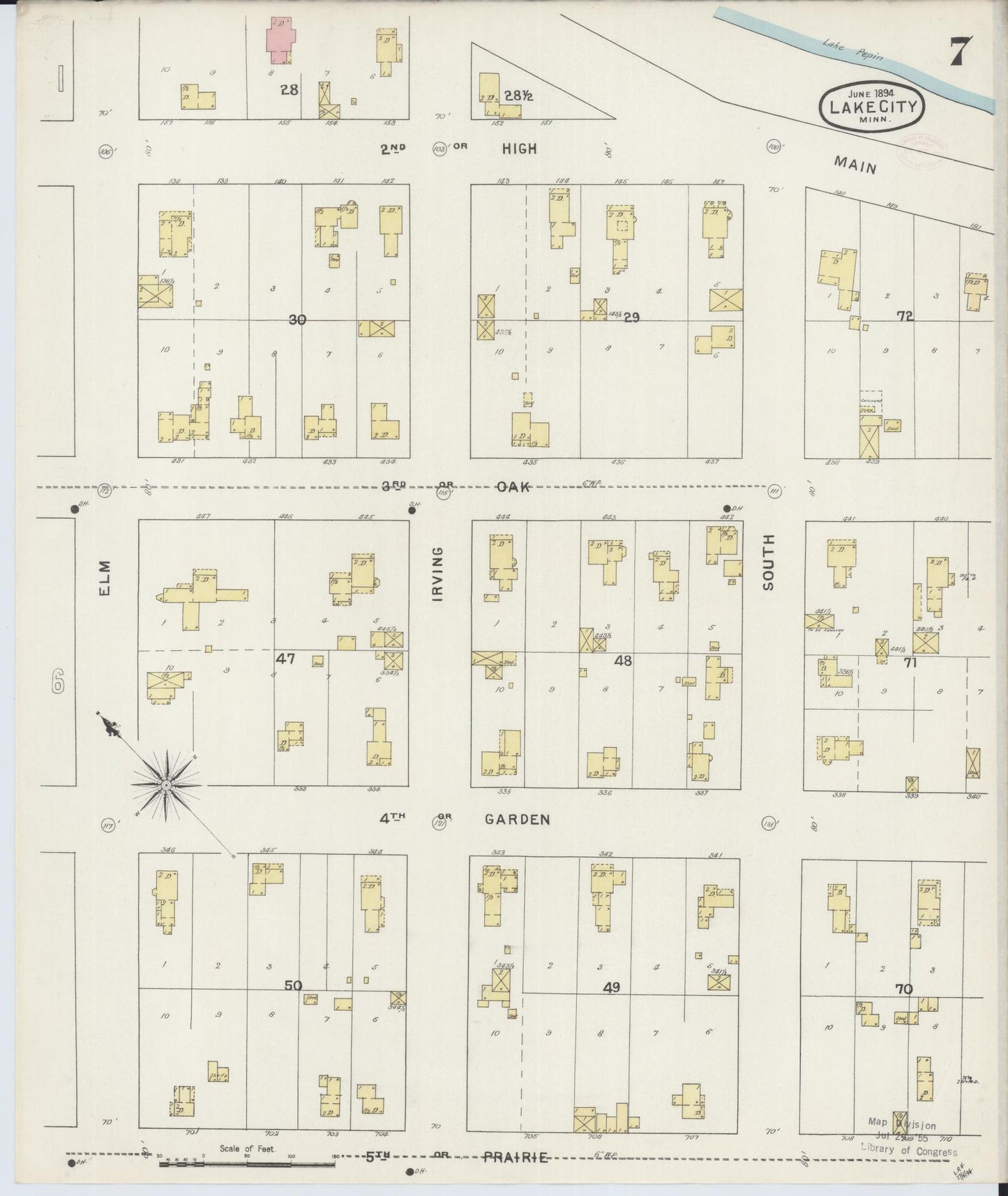 Sanborn Fire Insurance Map from Lake City, Wabasha County, Minnesota (1894), Sheet #0007 - Historic Sanborn Fire Insurance Map Print, vintage old map wall art, antique decor, genealogy gift, Minnesota Minnesota map