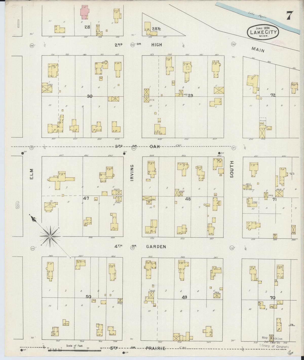 Sanborn Fire Insurance Map from Lake City, Wabasha County, Minnesota (1894), Sheet #0007 - Historic Sanborn Fire Insurance Map Print, vintage old map wall art, antique decor, genealogy gift, Minnesota Minnesota map