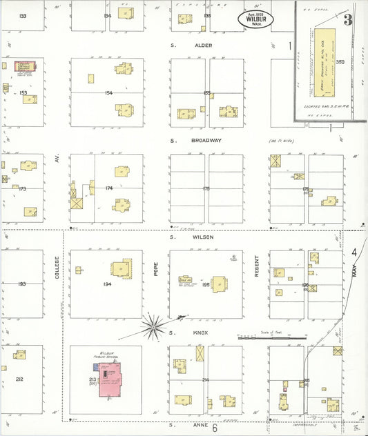Sanborn Fire Insurance Map from Wilbur, Lincoln County, Washington (1909), Sheet #0003 - Historic Sanborn Fire Insurance Map Print, vintage old map wall art, antique decor, genealogy gift, Washington Washington map