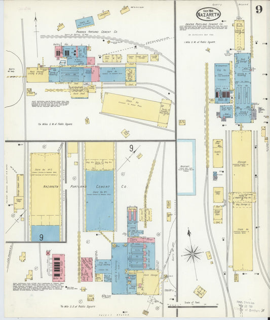 Sanborn Fire Insurance Map from Nazareth, Northampton County, Pennsylvania (1904), Sheet #0009 - Historic Sanborn Fire Insurance Map Print, vintage old map wall art, antique decor, genealogy gift, Pennsylvania Pennsylvania map