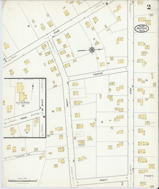 Sanborn Fire Insurance Map from Avon, Norfolk County, Massachusetts (1916), Sheet #0002 - Historic Sanborn Fire Insurance Map Print, vintage old map wall art, antique decor, genealogy gift, Massachusetts Massachusetts map