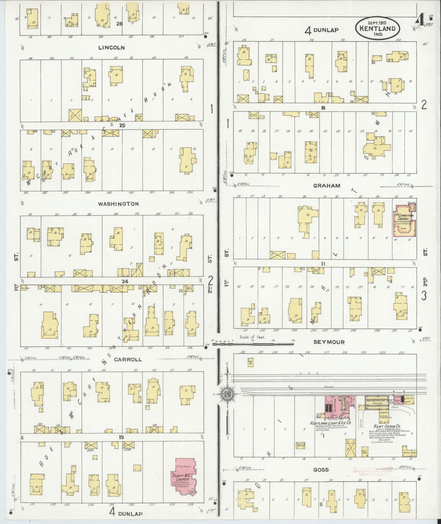 Sanborn Fire Insurance Map from Kentland, Newton County, Indiana (1910), Sheet #0004 - Complete Map Set gallery image, historic Sanborn map, vintage wall art, Indiana Indiana