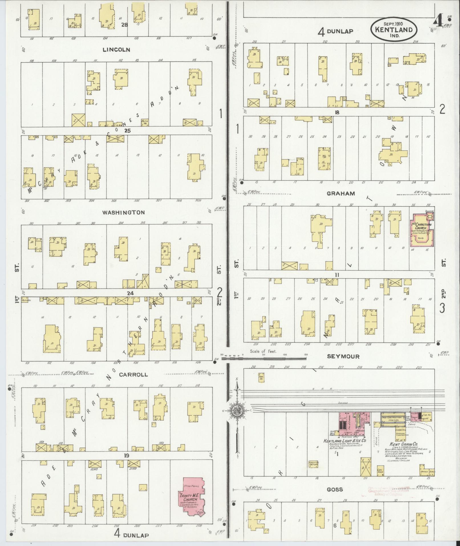Sanborn Fire Insurance Map from Kentland, Newton County, Indiana (1910), Sheet #0004 - Complete Map Set gallery image, historic Sanborn map, vintage wall art, Indiana Indiana