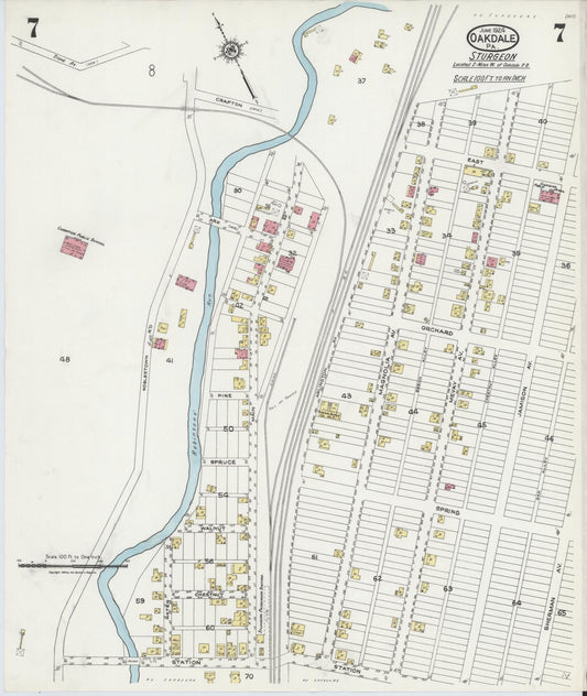 Sanborn Fire Insurance Map from Oakdale, Allegheny County, Pennsylvania (1924), Sheet #0007 - Historic Sanborn Fire Insurance Map Print, vintage old map wall art, antique decor, genealogy gift, Pennsylvania Pennsylvania map