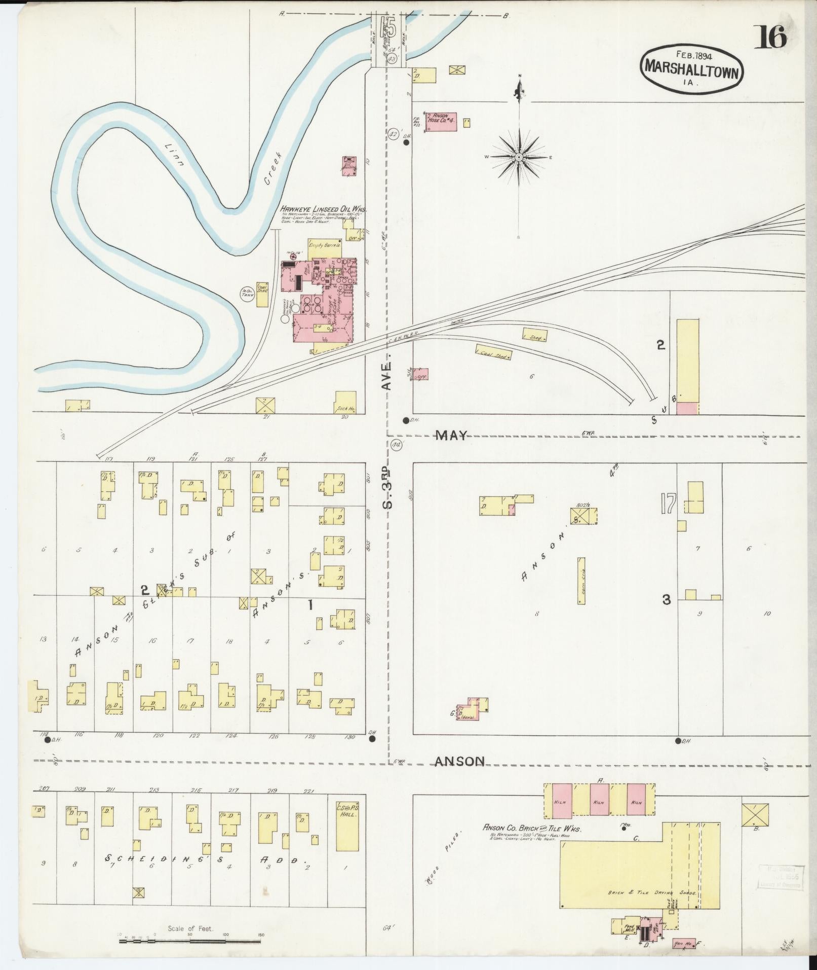 Sanborn Fire Insurance Map from Marshalltown, Marshall County, Iowa (1894), Sheet #0016 - Historic Sanborn Fire Insurance Map Print