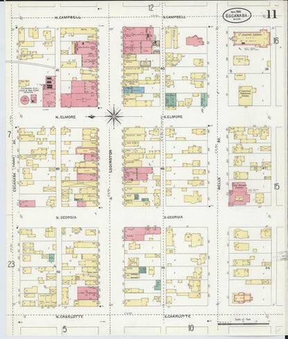 Sanborn Fire Insurance Map from Escanaba, Delta County, Michigan (1906), Sheet #0011 - Complete Map Set gallery image, historic Sanborn map, vintage wall art, Michigan Michigan