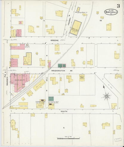 Sanborn Fire Insurance Map from Monticello, Jasper County, Georgia (1909), Sheet #0003 - Complete Map Set gallery image, historic Sanborn map, vintage wall art, Georgia Georgia