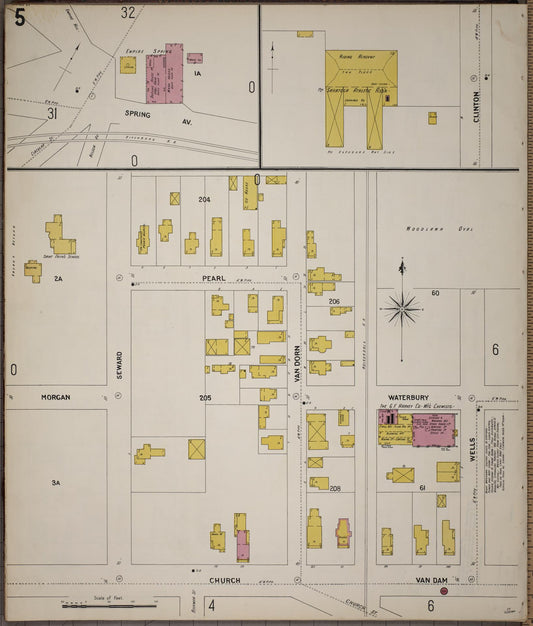 Sanborn Fire Insurance Map from Saratoga, Saratoga County, New York (1900), Sheet #0005 - Historic Sanborn Fire Insurance Map Print, vintage old map wall art, antique decor, genealogy gift, New York New York map