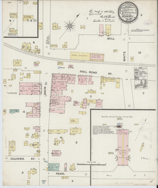 Sanborn Fire Insurance Map from Rock Hill, York County, South Carolina (1888), Sheet #0001 - Historic Sanborn Fire Insurance Map Print, vintage old map wall art, antique decor, genealogy gift, South Carolina South Carolina map